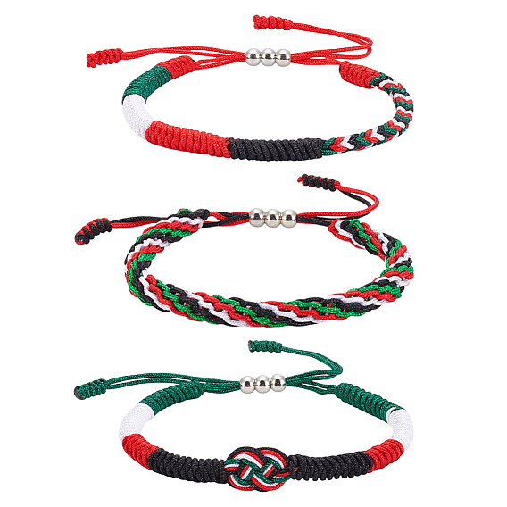 3шт. 3 стили браслетов из нейлонового шнура с изображением палестинского флага для мужчин и женщин