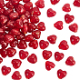 100Pcs Handmade Silver Foil Glass Beads, Heart