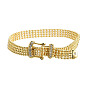 Bracelet de chaînes de bracelet de montre en zircone cubique claire, bijoux en laiton pour femmes