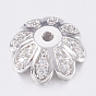 Brass Micro Pave Cubic Zirconia Bead Caps, Platinum