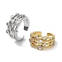 Rack Plating Brass Micro Pave Cubic Zirconia Open Cuff Rings, Oval, Lead Free & Cadmium Free, Long-Lasting Plated