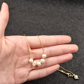 Baroque French Style Adjustable Choker Necklace for Women with Freshwater Pearls