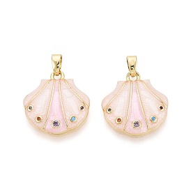 Подвески из латуни с микропаве из разноцветных кубических цирконий и эмали, подвески в форме ракушек, реальный 18 k позолоченный