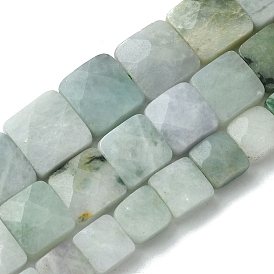 Natural Myanmar Jadeite Beads Strands, Faceted, Square