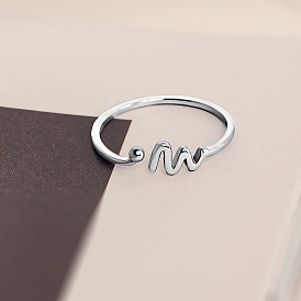 925 кольца-манжеты из стерлингового серебра для женщин, электрокардиограф