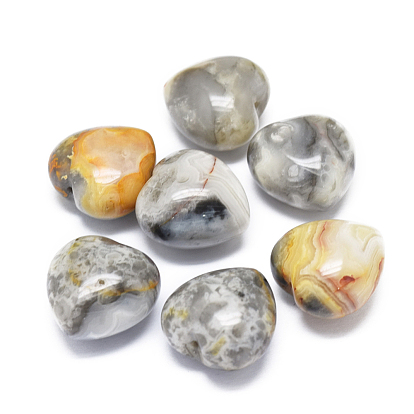 Natural Crazy Agate Heart Love Stone, Pocket Palm Stone for Reiki Balancing