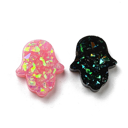 Epoxy Resin Cabochons, with Sequins, Palm