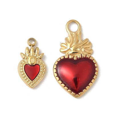 304 нержавеющей стальной эмали подвески, очарование священного сердца, реальный 18 k позолоченный, ионное покрытие (ip)