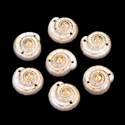 ABS Plastic Imitation Pearl Connector Charms, Conch Links, Golden Metal Enlaced