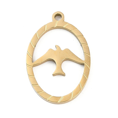 304 подвески из нержавеющей стали, овал с подвеской в виде птицы, ионное покрытие (ip)