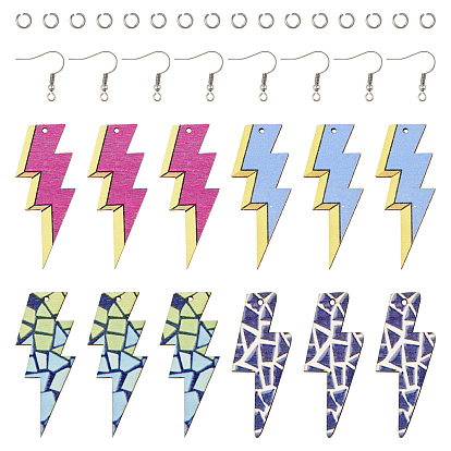 Набор для изготовления сережек-молний своими руками, включить деревянные большие подвески, 304 кольца прыжок из нержавеющей стали, 316 хирургические крючки для серег из нержавеющей стали