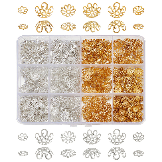 1330шт. латунные и железные колпачки для бусин, цветок