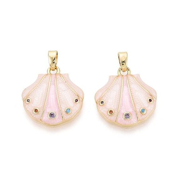 Подвески из латуни с микропаве из разноцветных кубических цирконий и эмали, подвески в форме ракушек, реальный 18 k позолоченный