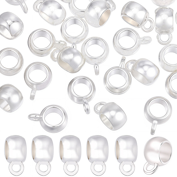 120Pcs Tibetan Style Alloy Rondelle Tube Bails, Loop Bails, Lead Free and Cadmium Free, Bail Beads