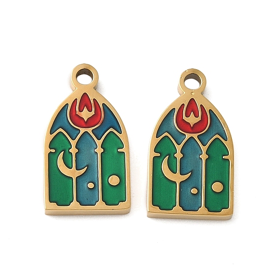 304 подвески из нержавеющей стали, арка с лунными подвесками, с эмалью, ионное покрытие (ip)