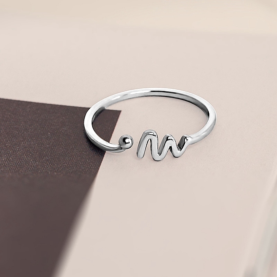 925 кольца-манжеты из стерлингового серебра для женщин, электрокардиограф