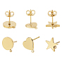 304 Stainless Steel Stud Earring Findings, with Loop, Curved, Heart & Star & Flat Round