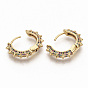 Brass Micro Pave Cubic Zirconia Hoop Earrings, Real 16K Gold Plated