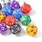 28шт 7 цветные непрозрачные акриловые подвески, с железной фурнитурой с платиновым покрытием, граненые, многогранная игральная кость, d20