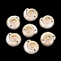 ABS Plastic Imitation Pearl Connector Charms, Conch Links, Golden Metal Enlaced