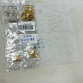 DIY Earring Jewelry Making Kit, Including Silicone Molds, Iron Earring Hooks & Split Key Rings & Open Jump Rings