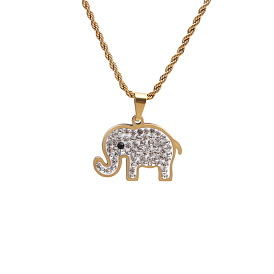 Titanium Steel Elephant Pendant Necklace - Unique Hip Hop Jewelry for Men and Women
