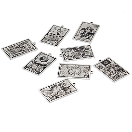 Pendentifs en acier inoxydable, motif gravé au laser, pendentifs de cartes de tarot