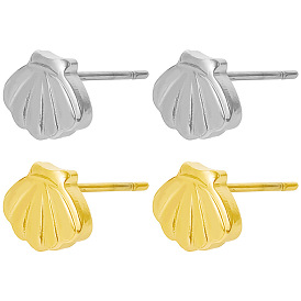 Fashionable Stainless Steel Shell Shape Stud Earrings, Irregular and Versatile Ear Accessories