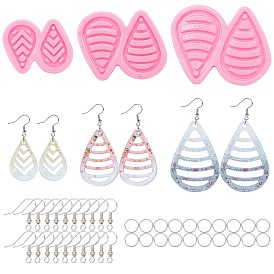 SUNNYCLUE DIY Teardrop Dangle Earring Silicone Molds Kits, with Brass Earring Hooks and Iron Jump Rings