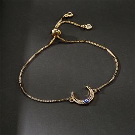 Adjustable Box Chain Bracelet with Copper Micro Inlaid Zircon Stone Jewelry for Women