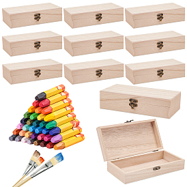 Wooden Packing Boxes with Hinged Lid and Clasps, Rectangle