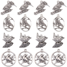 40 шт 4 стили подвески из сплава в тибетском стиле, амулеты ворон, античное серебро
