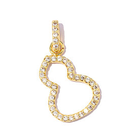 Латунные подвески с фианитами, прелести из полой тыквы, ионное покрытие (ip), зеркальная полировка