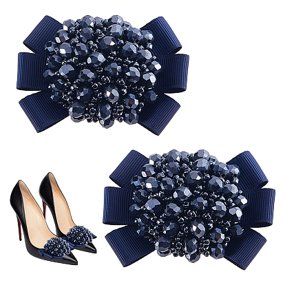 2Железные зажимы для обуви, с полиэстером и стеклом, платина