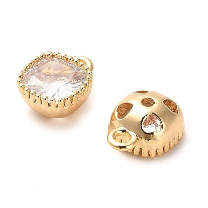 Brass Micro Pave Cubic Zirconia Charms, Square Charms