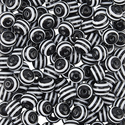 200 шт. круглые полосатые бусины из смолы