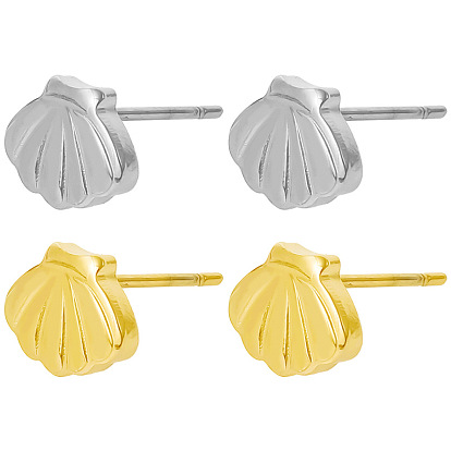 Модные 304 серьги-гвоздики в форме ракушки из нержавеющей стали, нестандартные и универсальные аксессуары для ушей