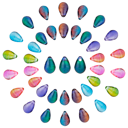 80Pcs 8 Colors Transparent Resin Beads, Top Drilled Beads, Teardrop
