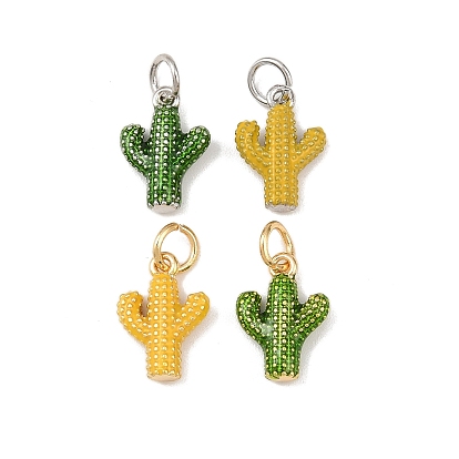 Латунь эмаль подвески, кактус прелести, без кадмия и без свинца, стойки покрытие, долговечный, с целью перехода в кольце, настоящий 18k позолоченный/платиновый