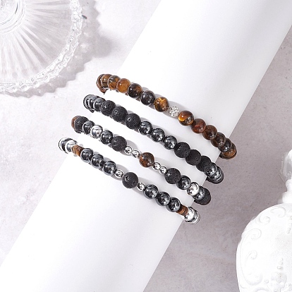 4шт. браслеты из натуральных и синтетических круглых бусин для женщин