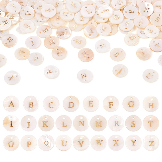 Пресноводные ракушки, плоский круглый с золотой блокирующей буквой