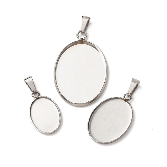 304 Настройки кабошон из нержавеющей стали кулон, овальные