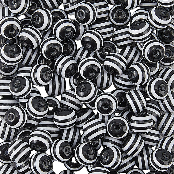 200 шт. круглые полосатые бусины из смолы