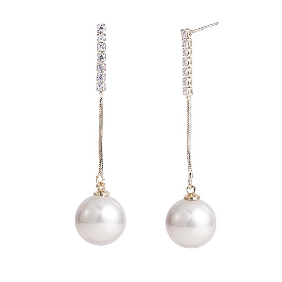 Серьги-гвоздики с кисточкой из прозрачного кубического циркония и имитацией жемчуга, длинные серьги из сплава для женщин