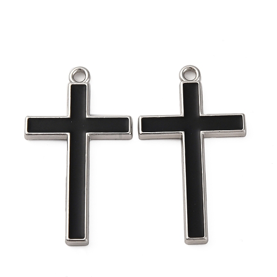 Подвески из эмали и сплава, без свинца и без кадмия, крест очарование, платина