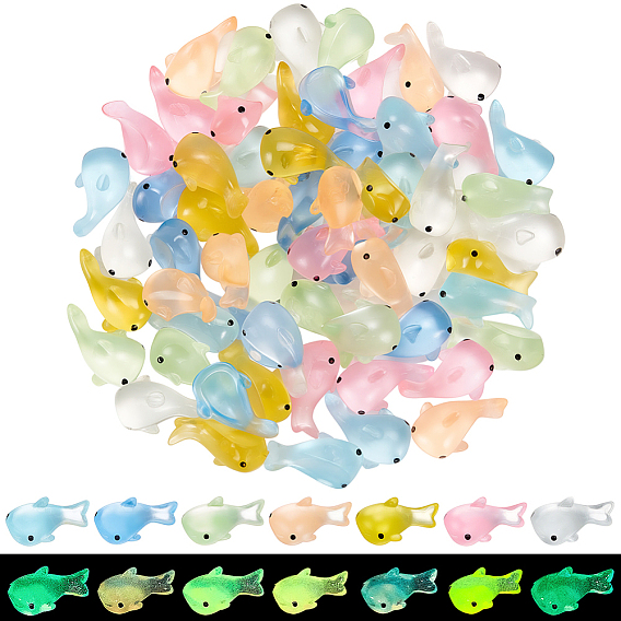 70шт. 7 цвета светящиеся прозрачные смоляные украшения в виде акул, микроландшафтные украшения, светится в темноте