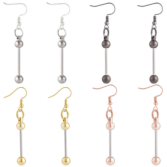 4 пары 4 цвета фурнитура для железных подвесных сережек, Серьги ручной работы из бисера