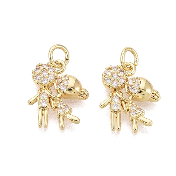 Подвески из латуни с микро-паве ко Дню святого Валентина, прозрачные циркониевые подвески, пара прелестей