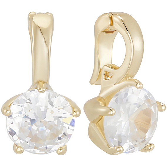 8подвески из латуни с микропаве из кубического циркония, плоско-круглые