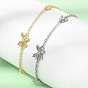 Brass Butterfly Link Bracelets, Rack Plating, Long-Lasting Plated, Cadmium Free & Lead Free
